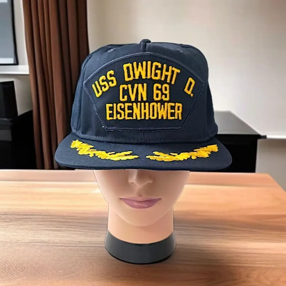 USS Dwight D Eisenhower Snapback Hat CVN 69 US Navy‎ Scrambled Eggs Vintage